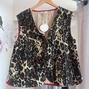 Leopard Tie Front Vest